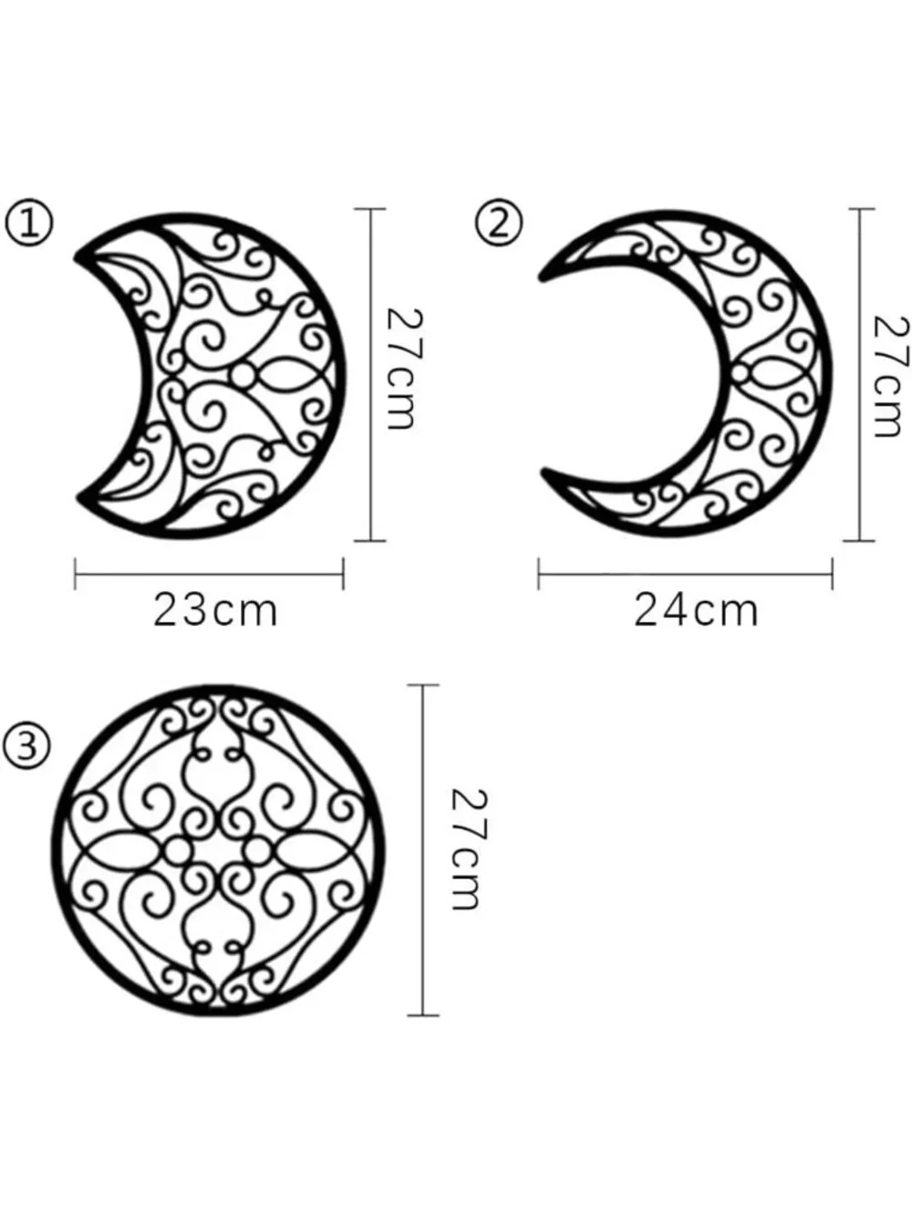 Boho Moon Phase Wall Art Set - 5 Piece Natural Wood Hanging Decor for Bedroom